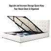 Leather Bed Frame Double with Storage White