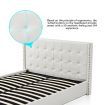 Leather Bed Frame Double with Storage White