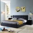 Leather Bed Frame King with Storage Black