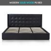 Leather Bed Frame King with Storage Black