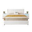 Leather Bed Frame Queen with Storage White
