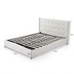 Leather Bed Frame Queen with Storage White