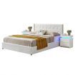 Leather Bed Frame Queen with Storage White