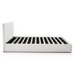 King Size Bed Frame PU Leather Gas Lift Storage Bed Base Wood Furniture - White