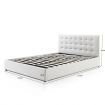 King Size Bed Frame PU Leather Gas Lift Storage Bed Base Wood Furniture - White