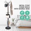 Metal Coat Jacket Stand with Marble Base and Umbrella Hook 3-Tier Style