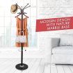Metal Coat Jacket Stand with Marble Base and Umbrella Hook 3-Tier Style
