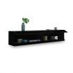 2m Wall Mount TV Cabinet Floating Wood Unit 2 Doors Shelf High Gloss Front Black