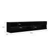 2m Wall Mount TV Cabinet Floating Wood Unit 2 Doors Shelf High Gloss Front Black