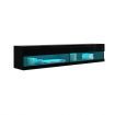 2m Wall Mount TV Cabinet Floating Wood Unit 2 Doors Shelf High Gloss Front Black