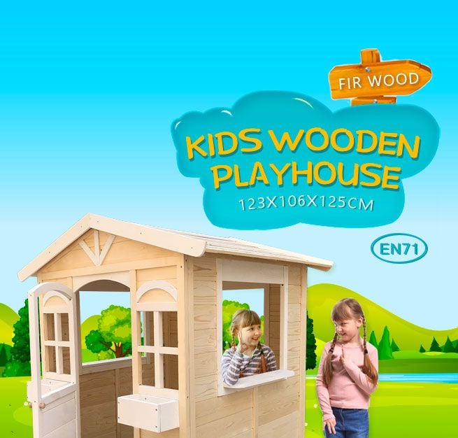 Outdoor Kids Cubby House Wooden Playhouse