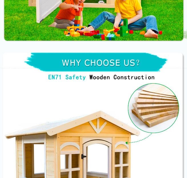 Outdoor Kids Cubby House Wooden Playhouse
