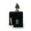 Nightstand Beside Table with Drawer Door High Gloss Front Black