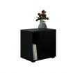 Nightstand Beside Table with Drawer Door High Gloss Front Black