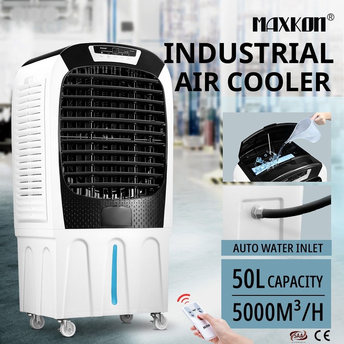 50L Evaporative Air Cooler Air Conditioner Cooling Fan Remote Control