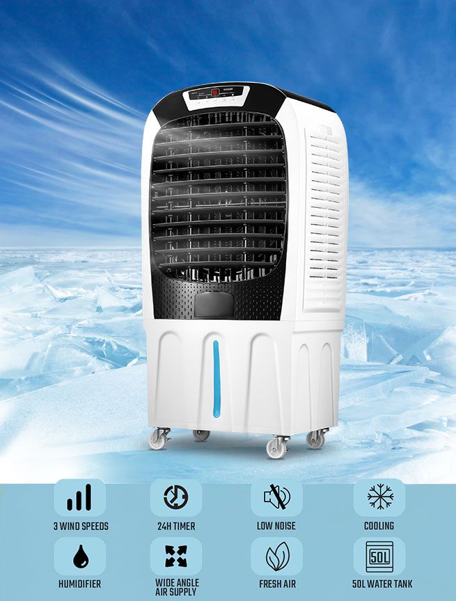 50L Evaporative Air Cooler Air Conditioner Cooling Fan Remote Control