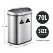 Sensor Rubbish Bin 70L Motion Dual Kitchen Waste Can Auto Recycle Bin Maxkon