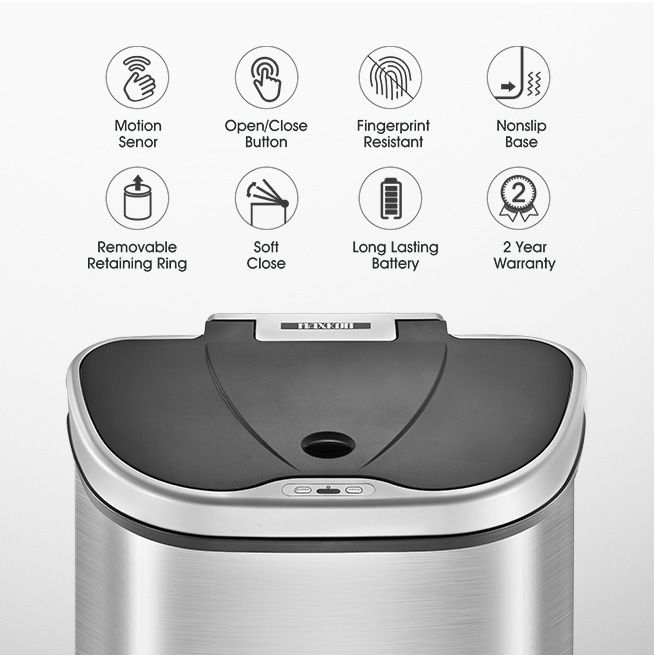 Sensor Rubbish Bin 70L Motion Dual Kitchen Waste Can Auto Recycle Bin