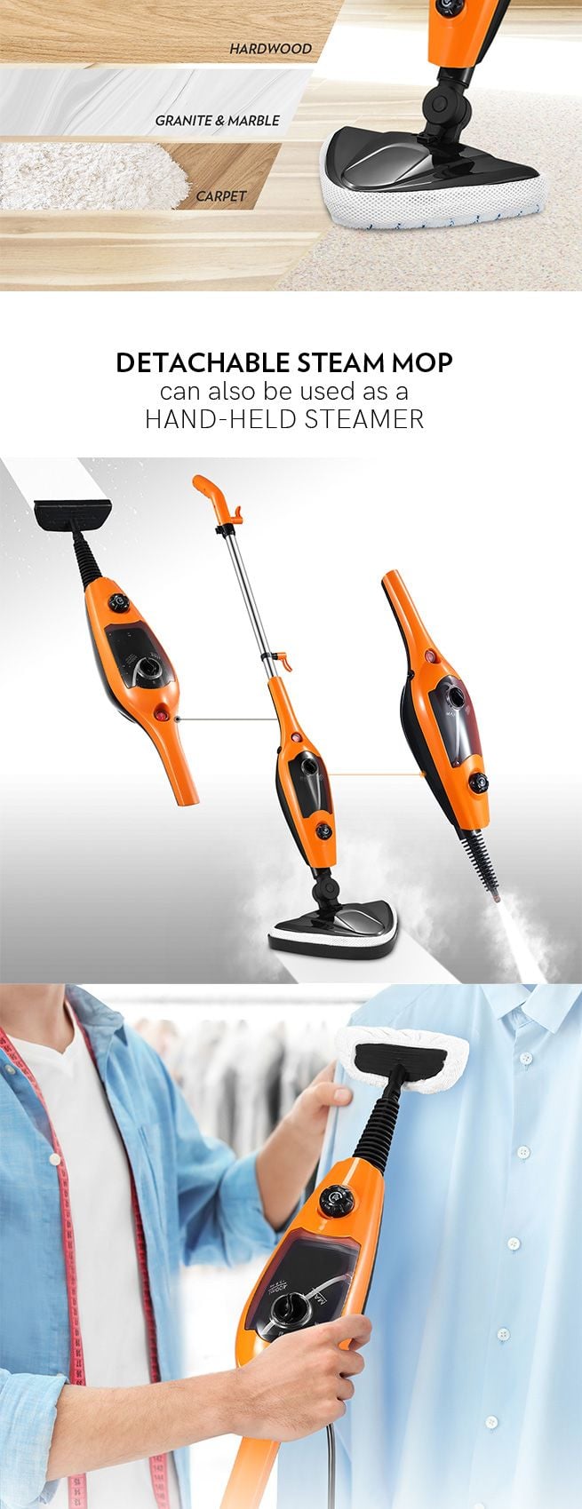 14-in-1 Steam Mop Handheld Steamer with Accessories