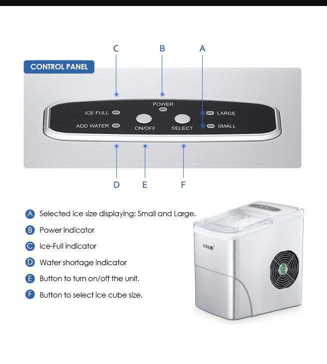 MAXKON Ice Maker Ice Cube Machine 12KG Ice Capacity Silver