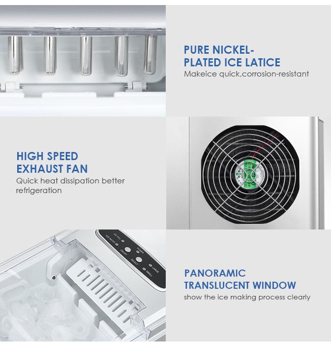 MAXKON Ice Maker Ice Cube Machine 12KG Ice Capacity Silver