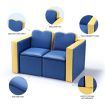 Kidbot 2in1 Kids Sofa 3 Piece Table and Chair Set with Storage Space Blue