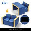 Kidbot 2in1 Kids Sofa 3 Piece Table and Chair Set with Storage Space Blue