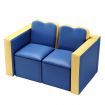 Kidbot 2in1 Kids Sofa 3 Piece Table and Chair Set with Storage Space Blue