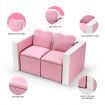Kidbot 2in1 Kids Sofa 3 Piece Table and Chair Set with Storage Space Pink