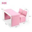 Kidbot 2in1 Kids Sofa 3 Piece Table and Chair Set with Storage Space Pink