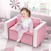 Kidbot 2in1 Kids Sofa 3 Piece Table and Chair Set with Storage Space Pink