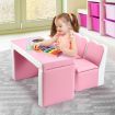 Kidbot 2in1 Kids Sofa 3 Piece Table and Chair Set with Storage Space Pink