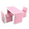 Kidbot 2in1 Kids Sofa 3 Piece Table and Chair Set with Storage Space Pink