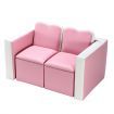 Kidbot 2in1 Kids Sofa 3 Piece Table and Chair Set with Storage Space Pink