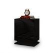 Black High Gloss Front Bedside Table Three Drawer Nightstand with RGB LED