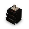 Black High Gloss Front Bedside Table Three Drawer Nightstand with RGB LED