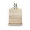 Oak High Gloss Front Bedside Table Three Drawer Nightstand