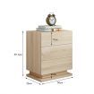 Oak High Gloss Front Bedside Table Three Drawer Nightstand