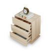 Oak High Gloss Front Bedside Table Three Drawer Nightstand