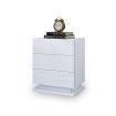White High Gloss Front Bedside Table Three Drawer Nightstand with RGB LED