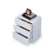White High Gloss Front Bedside Table Three Drawer Nightstand with RGB LED