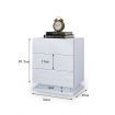 White High Gloss Front Bedside Table Three Drawer Nightstand with RGB LED