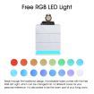 White High Gloss Front Bedside Table Three Drawer Nightstand with RGB LED