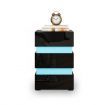 Modern Black High Gloss Front Nightstand Cabinet Bedside Tables with 3 Drawers RGB LED
