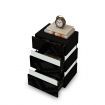 Modern Black High Gloss Front Nightstand Cabinet Bedside Tables with 3 Drawers RGB LED