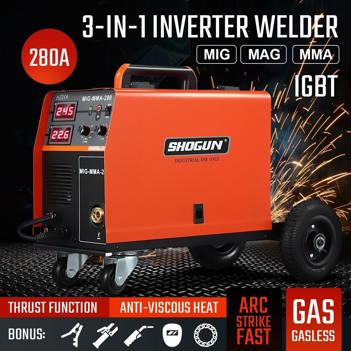 Welder MIG MAG MMA Gas Gasless Welding Machine 280Amp