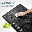 Gas Cooktop Black Crystal Glass Top 5 Burner Gas Stove NG LPG