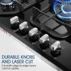 Gas Cooktop Black Crystal Glass Top 5 Burner Gas Stove NG LPG