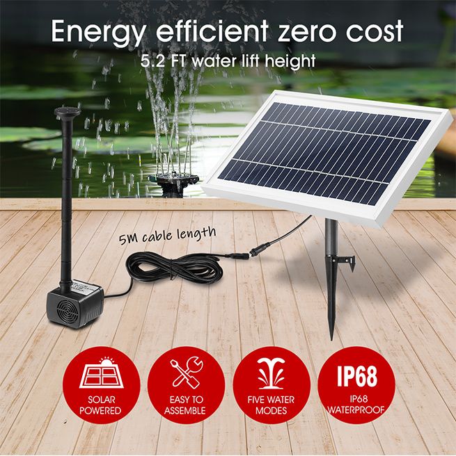 10W Solar Powered Fountain Water Pump for Outdoor Garden Pond Pool