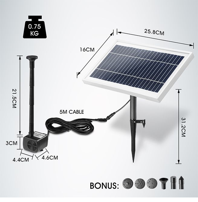 10W Solar Powered Fountain Water Pump for Outdoor Garden Pond Pool